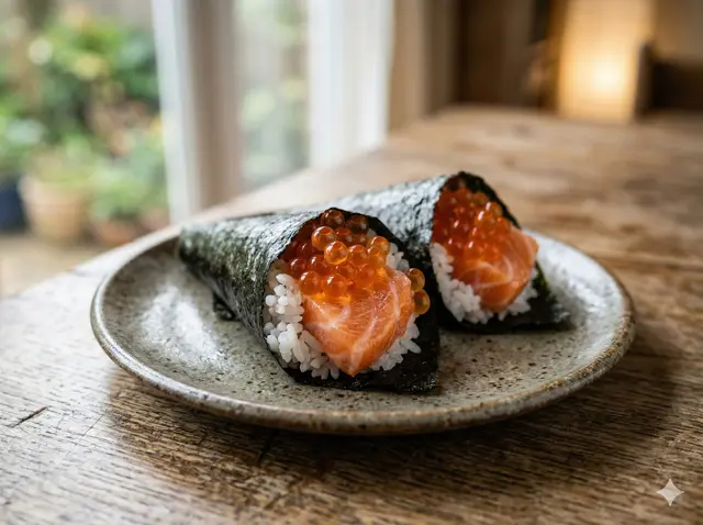 Toro Salmon & Ikura Maki (Fatty Salmon & Salmon Roe)