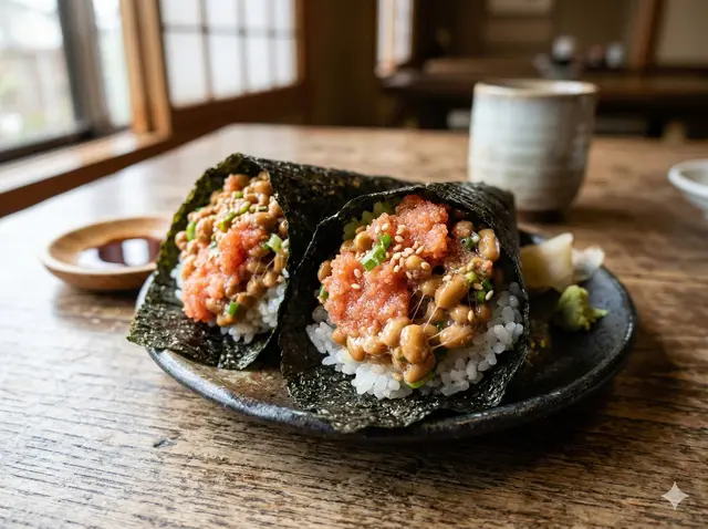 Mentaiko Natto Maki (Spicy Cod Roe & Fermented Soybean)