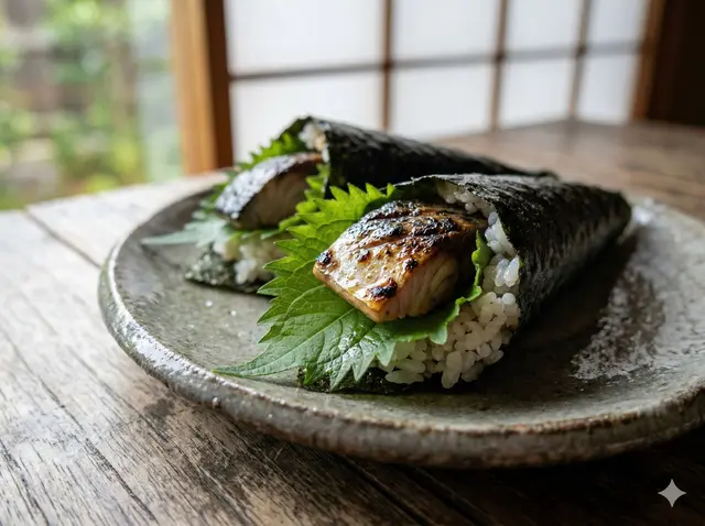 Aburi Saba Maki (Seared Mackerel & Shiso)